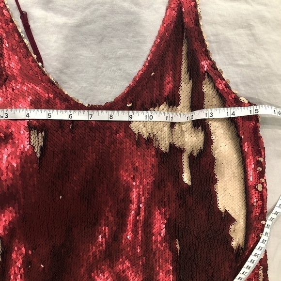Free People Seeing Double Red Sequin Mini Dress, Size Medium - Picture 14 of 15